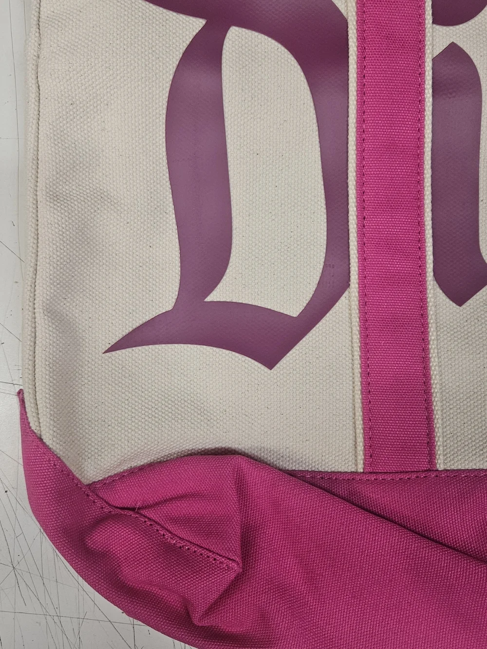 Pink Canvas Tote Bag with Logo Detail